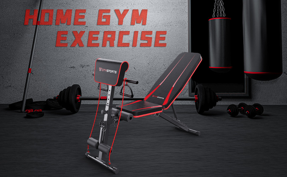 CITYSPORTS Weight Bench, Workout Bench for Home Gym, Adjustable