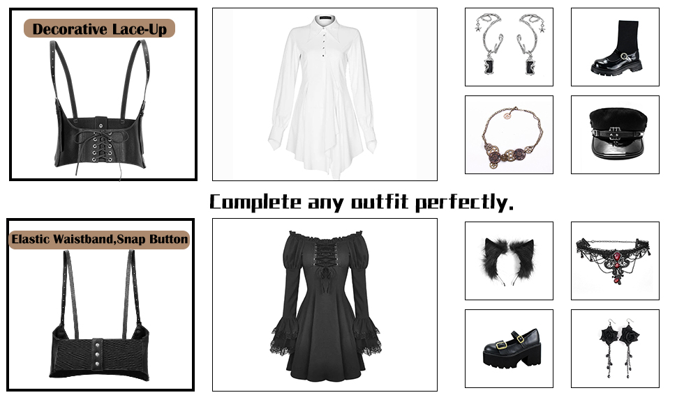 Women leather corset belt steampunk underbust waist belt