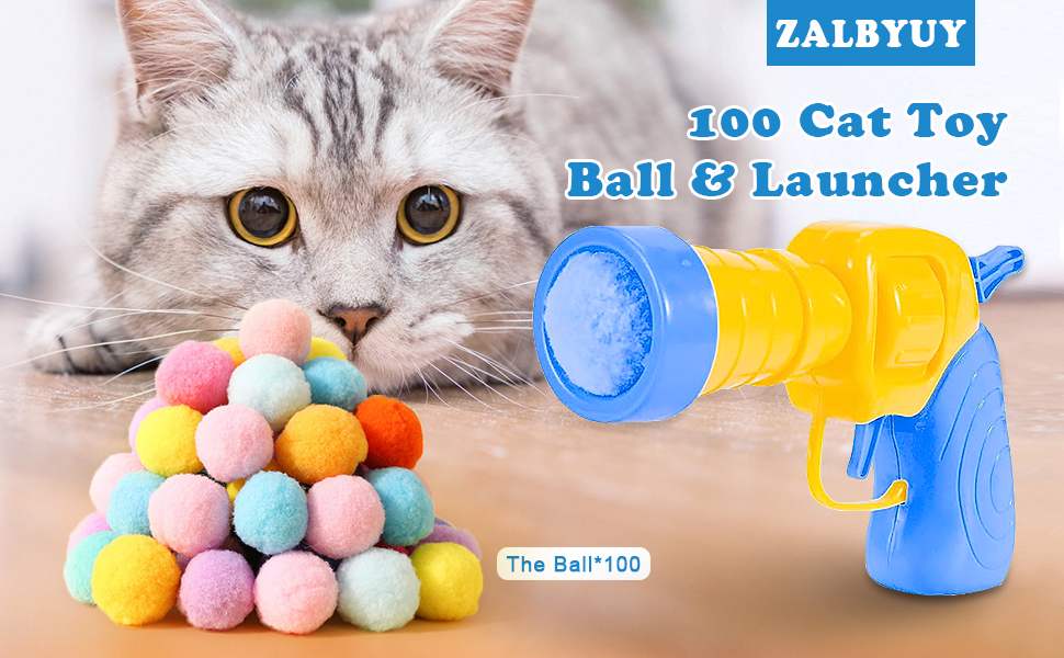 ZALBYUY Cat Toy Ball Gun Launcher, 100 Colorful & Soft