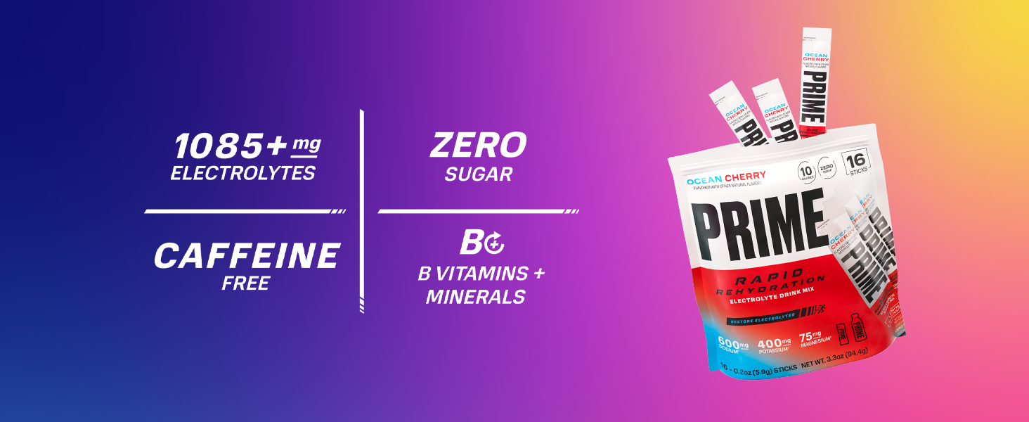 Caffeine Free, 1085 Electrolytes, Zero Sugar, B Vitamins