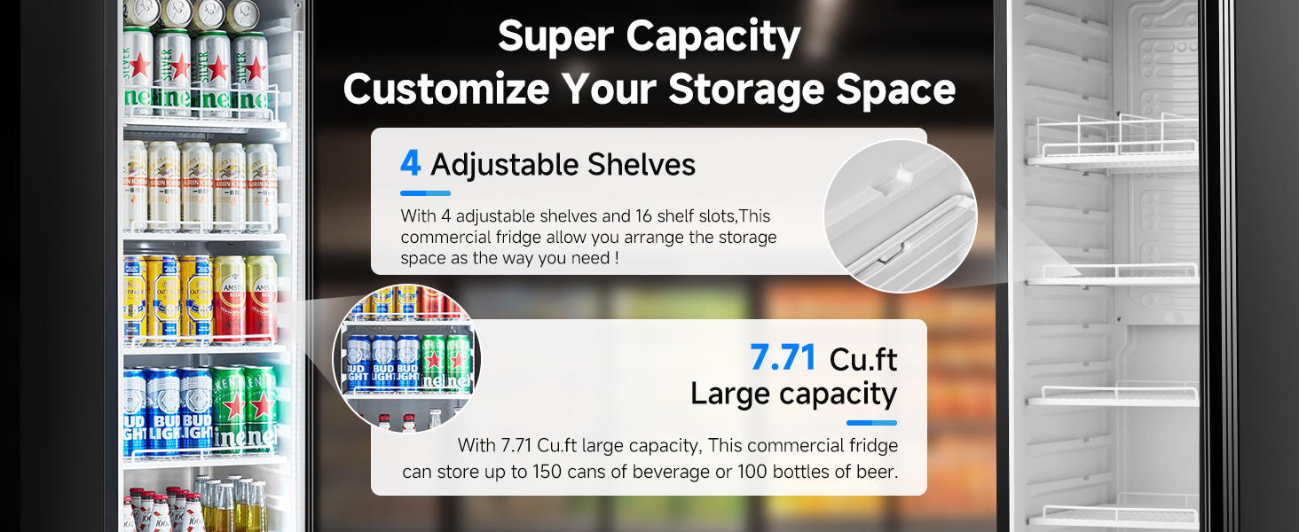 Commercial display refrigerator glass door Commercial merchandiser Refrigerator