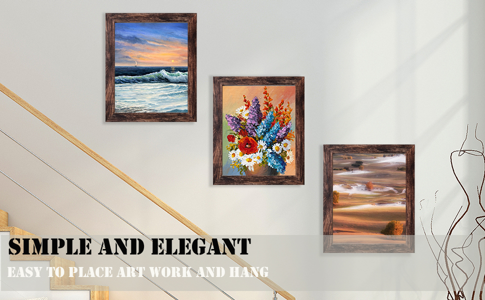 LUCKYLIFE 8x10 Picture Frame Brown for Wall Mounting or