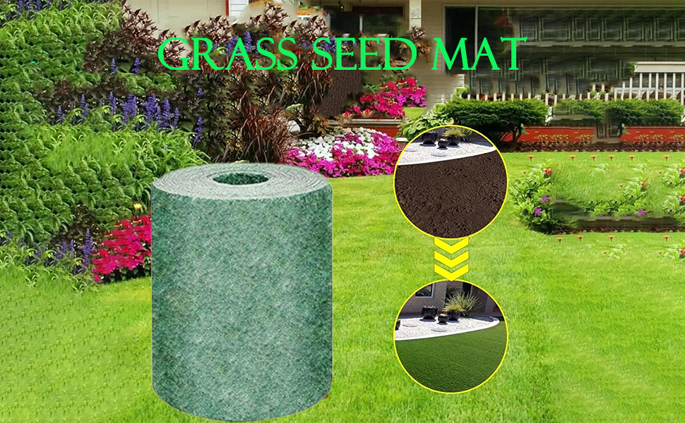 TERFISE Biodegradable Grass Seed Mat,Grass Growing Mat