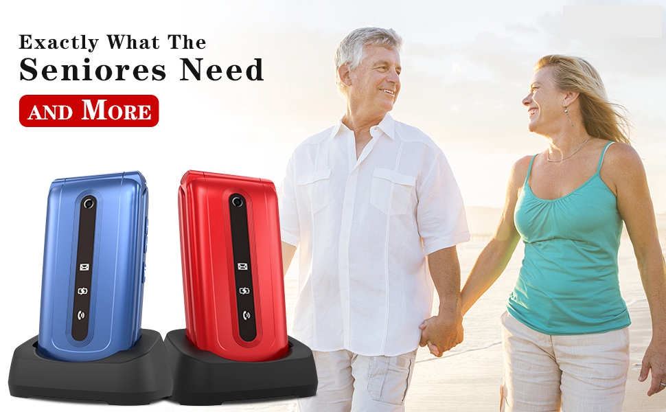 CHAKEYAKE Senior Flip Phones Unlocked Sim Free Mobile Phone for Elderly