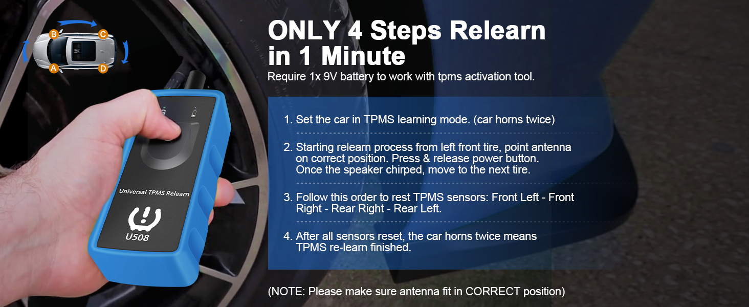 TPMS Reset Tool Auto Tire Pressure Monitor Sensor Relearn Activation