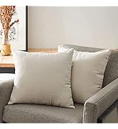 Top Finel Beige Decorative Throw Pillow Covers Soft Chenille Solid Outdoor Cushion Covers,Farmhou...