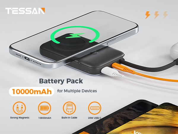 スマホアクセサリー MAGNETIC POWER BANK Magnetic Power Bank, 10000 mAh 20W PD Portable Phone Charger