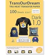 TransOurDream Tru-Iron on Heat Transfer Paper for Dark Fabric (100 Sheets, 8.5x11) T Shirt Transf...