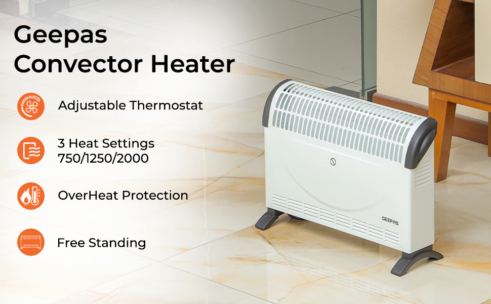 Geepas 2000W Convection Heater, Pack of 2 Electric Convector Radiator