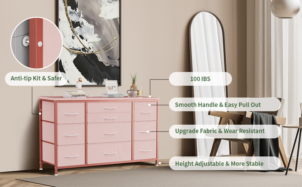 wide dresser pink