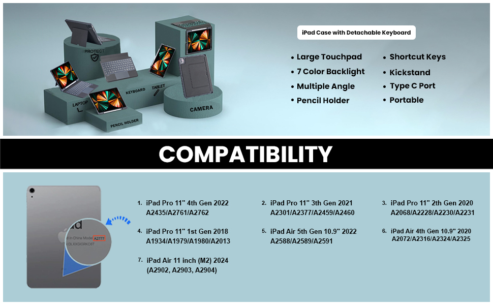keyboard case for ipad air 11 and pro 11