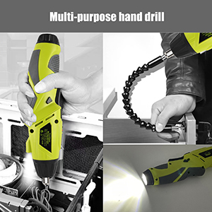 Visseuse Sans Fil 6Nm,DEWINNER Visseuse Devisseuse Sans Fil 1300mAh 3.6V Avec 45 Accessoires,Adaptateur De Charge Avec Câble USB Et Boîte De Rangement 17 LAMPE LED ET AUSSI COMME LAMPE DE POCHE