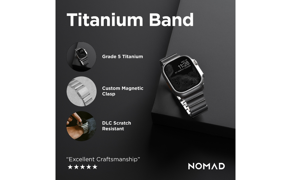 Amazon.com: Titanium Apple Watch Band 45mm Silver Hardware