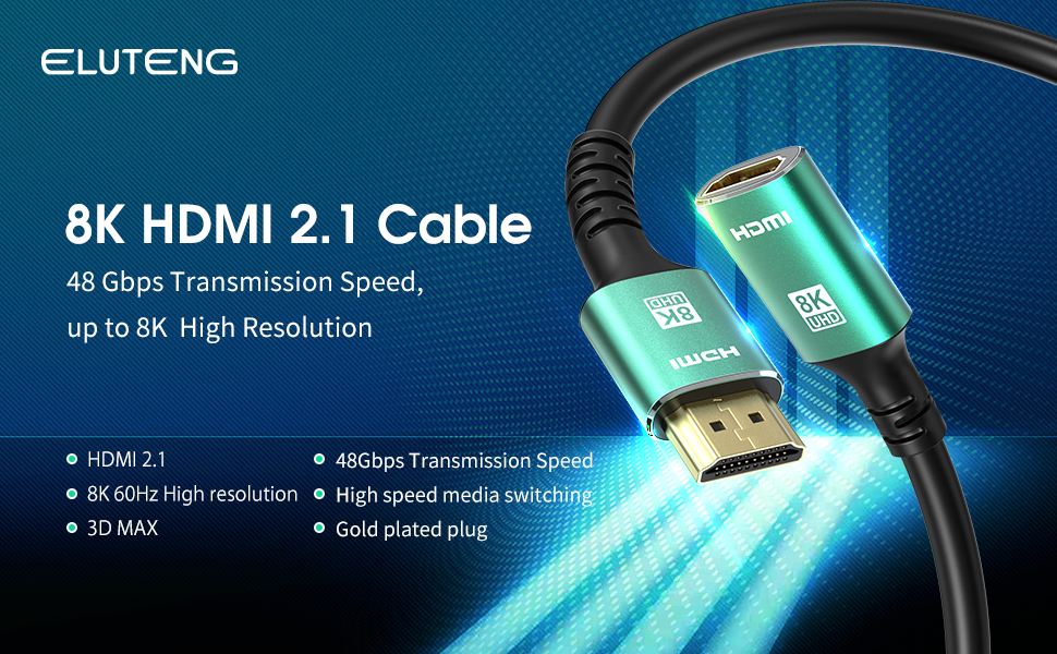ELUTENG 8K HDMI Cable 1.5M HDMI to HDMI Adapter Cable 60HZ HDMI 2.1