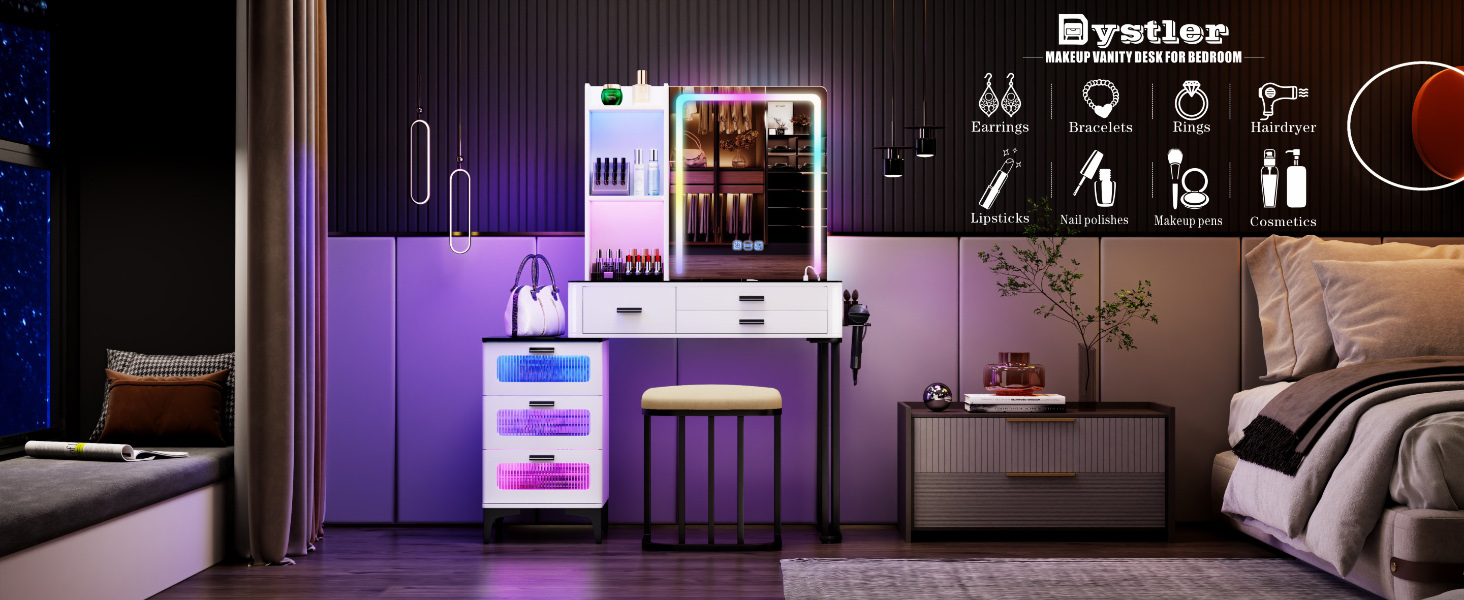 Makeup Vanity with Mirror Lights Table Dressing Table with