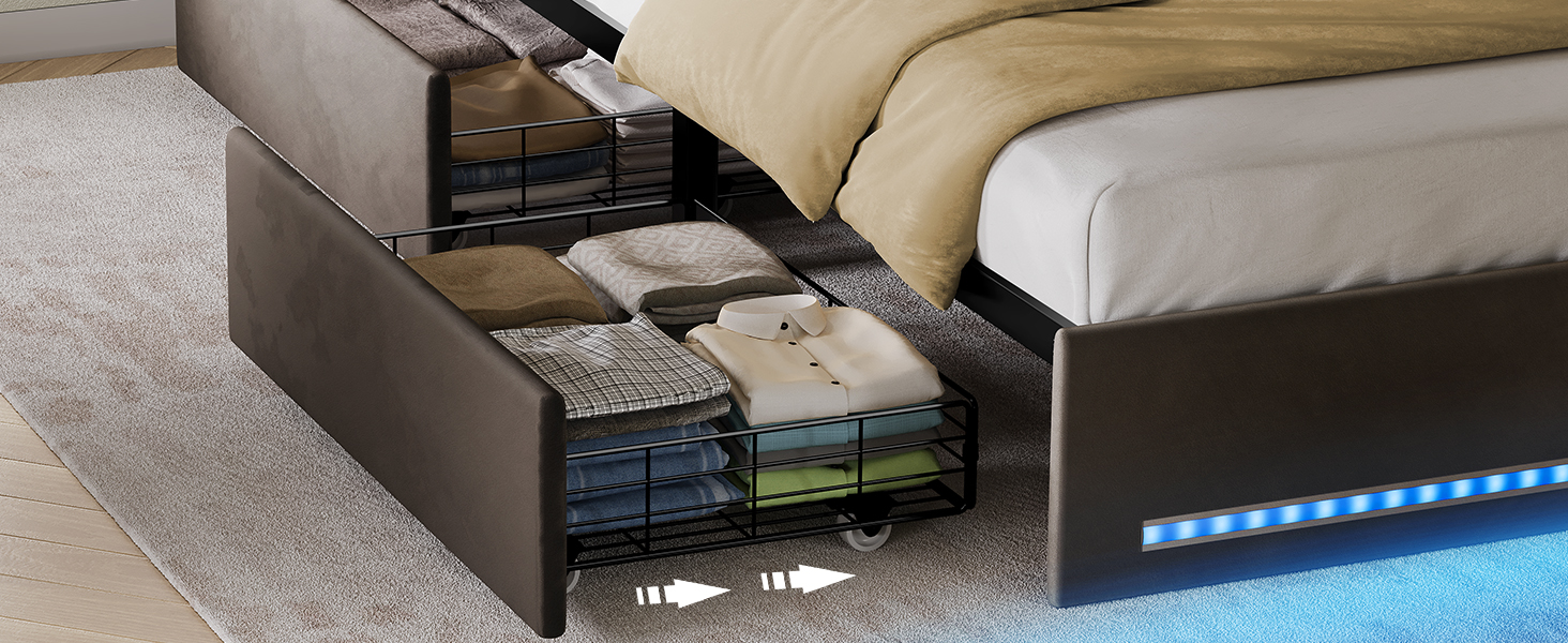 YITAHOME Queen Size Bed Frame with 4 Drawers and RGB LED