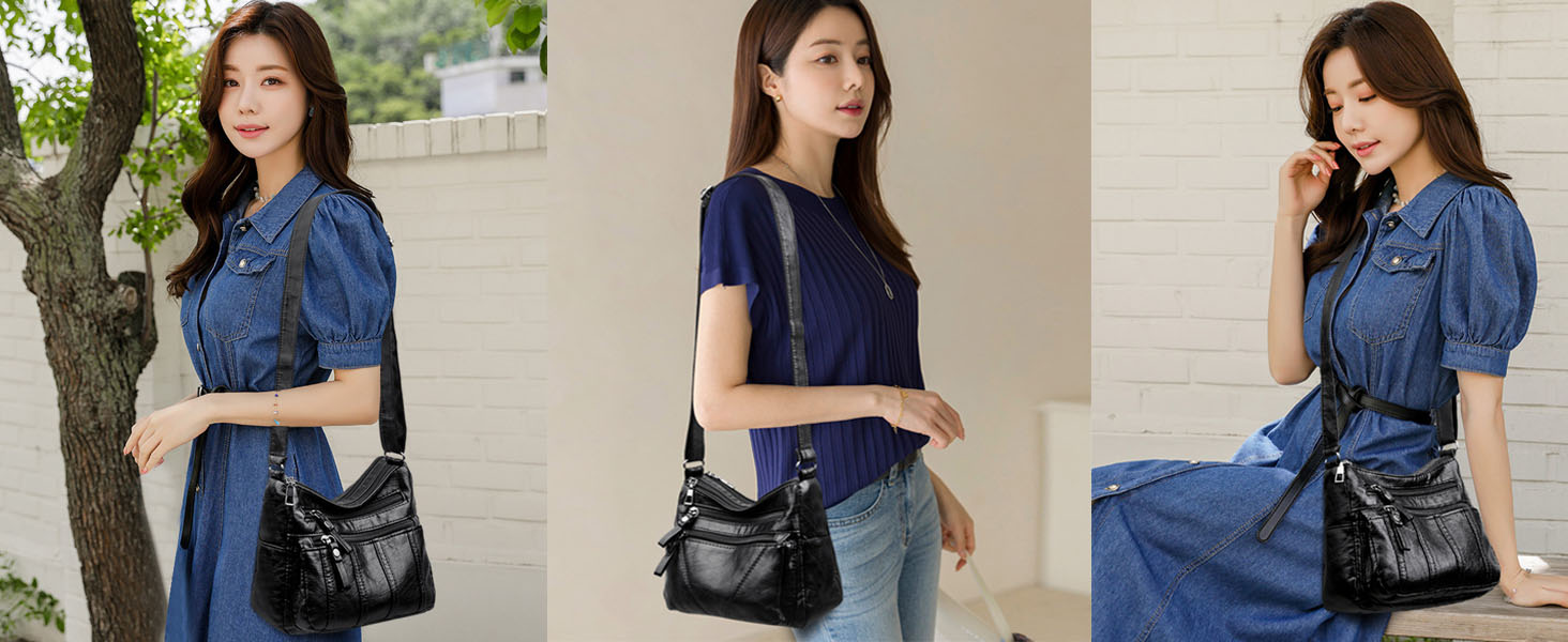 PU leather shoulder bag for women