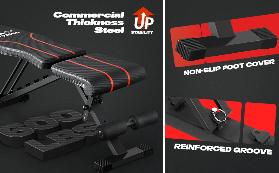 FLYBIRD Adjustable Bench,Utility Weight Bench for Full Body Workout