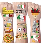 Yoyuspy Italy Temporary Tattoos Stickers - 200+ Italian Party Decorations Temporary Tattoo Kids I...