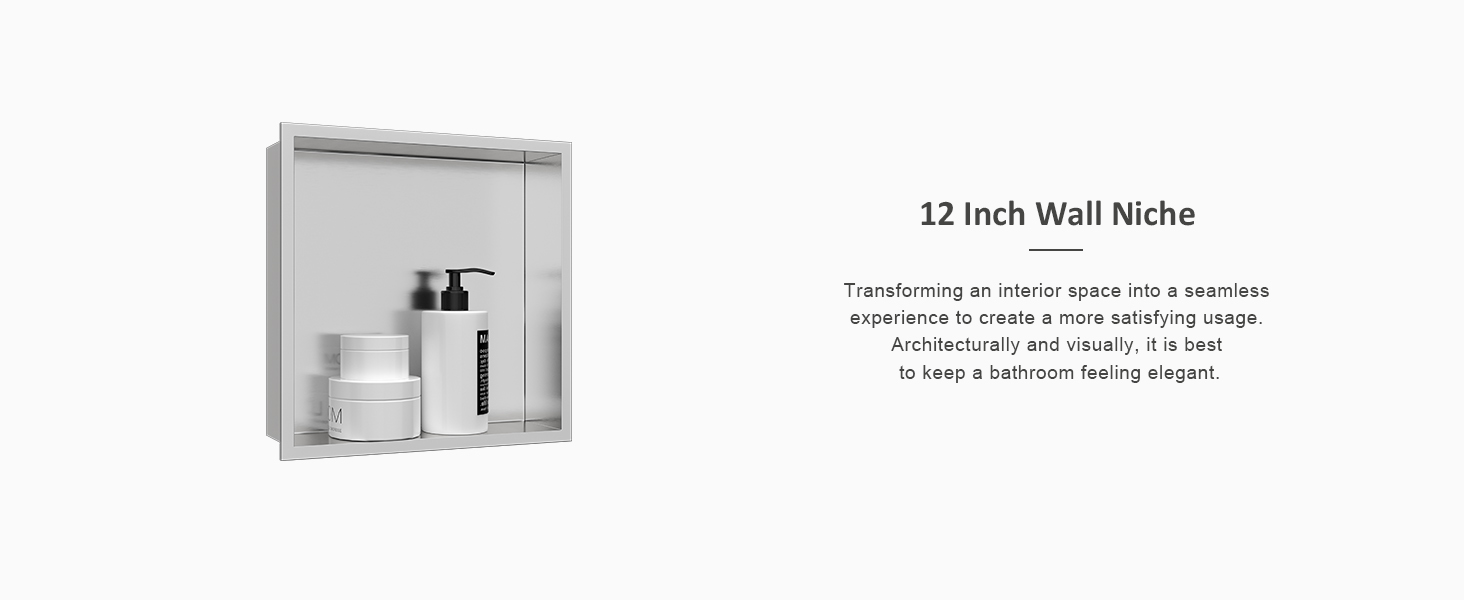 MERRANOX Shower Niche, Stainless Steel Shower Niche, Recessed Niche