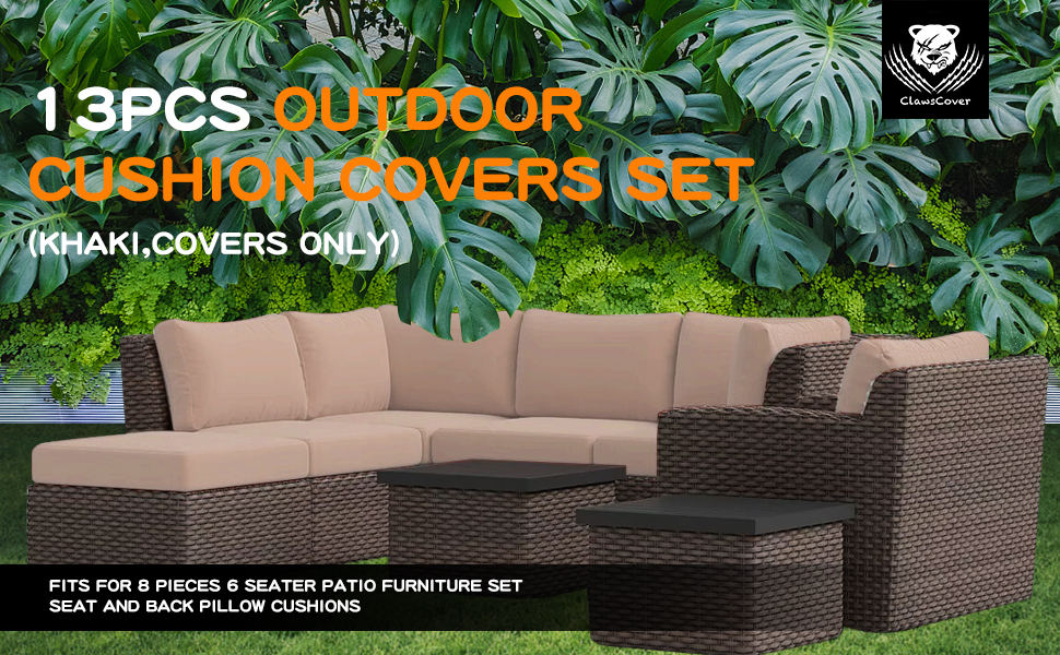 13 Pack Outdoor Patio Cushions Replacement Covers Fit for 8