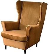 MIFXIN Wingback Chair Slipcover 2-Piece Velvet Stretch Wing Chair Slipcovers with Cushion Cover R...