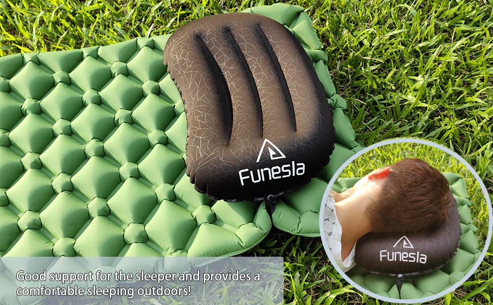Funesla Ultralight Camping Pillow, Compact AntiSlip Inflatable Travel
