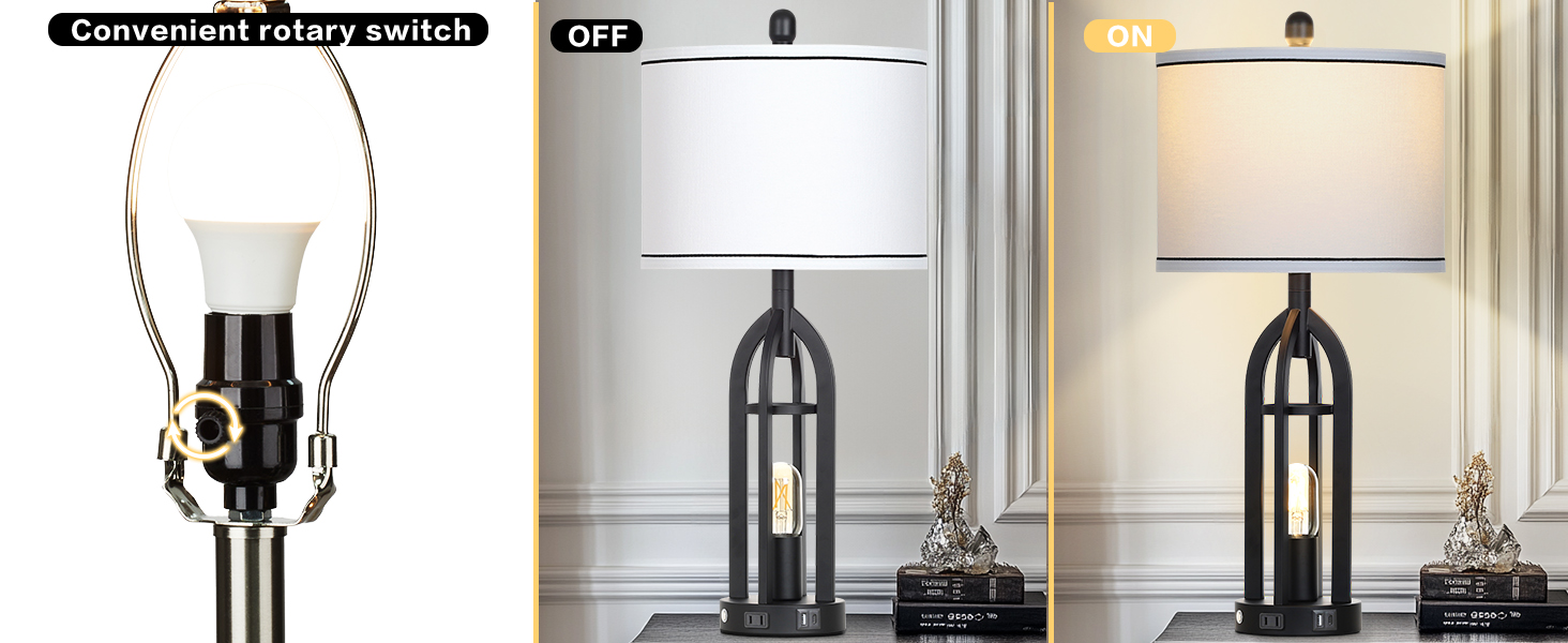 27" Tall Vintage Table Lamp with USB C+A... 19 vintage lamps