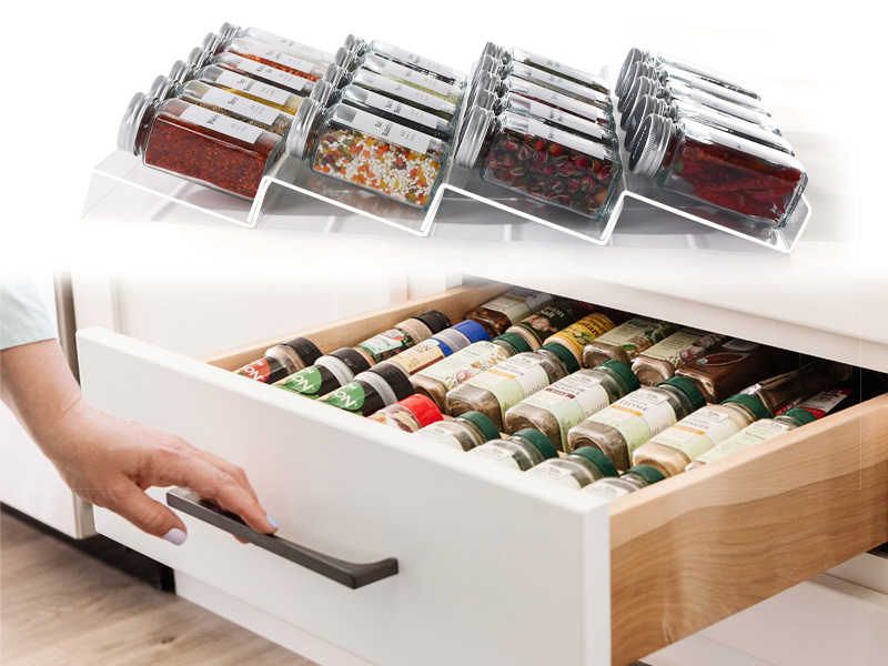 Spice Drawer Organizer, 4 Tier 1 Set Clear Acrylic Expandable From 13