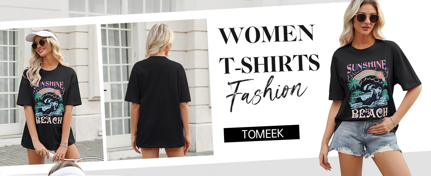 TOMEEK Women's T-Shirts Summer Oversize