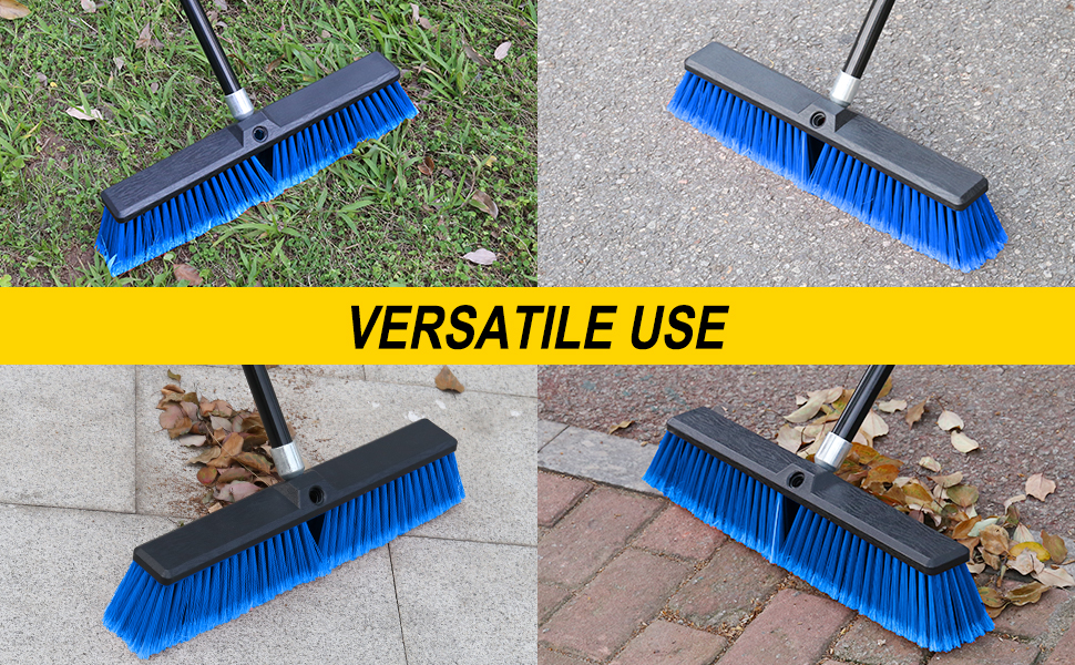 Garden Broom Outdoor Heavy Duty,163cmTelescopic Long Handle with 18