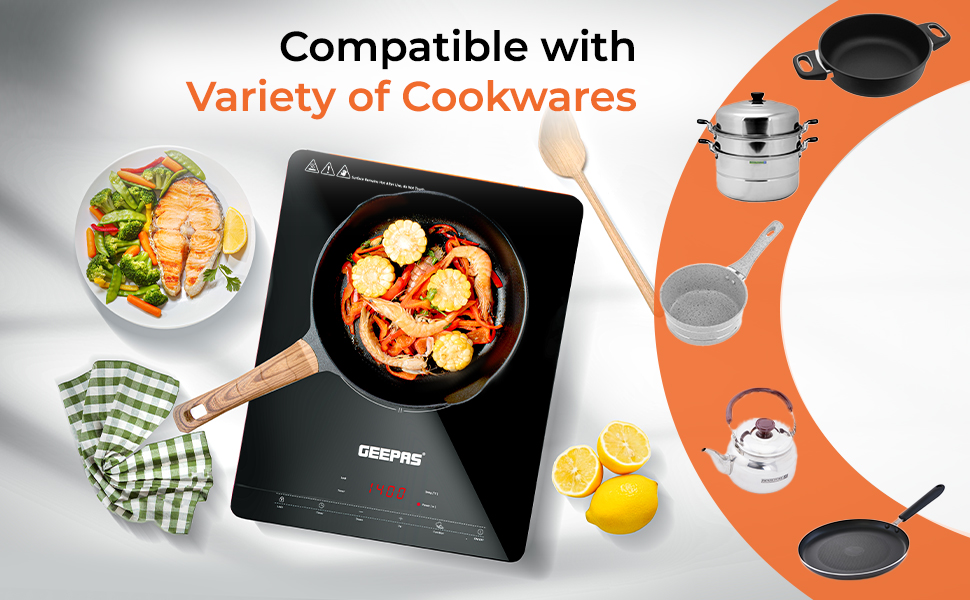 Geepas Digital Induction Cooker, 2000W Single Ultrathin Induction