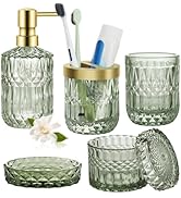 Bathroom Accessory Set,5pcs Bathroom Accessory Complete Set,Diamond Glass Bathroom Soap Dispenser...