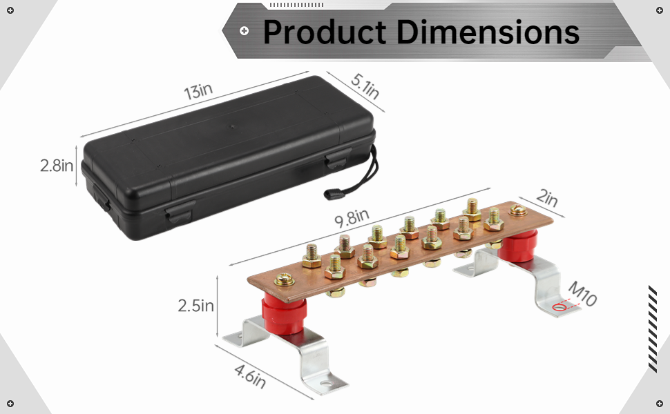 yeesport Copper Ground Bar Kit, Wallmounted Copper Ground Busbar with