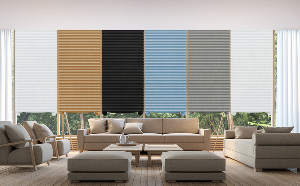 2 Pack Blackout Blinds Temporary Window Shades Cordless Pleated Fabric