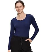 Underscrub Long Sleeve Women - Scoop Neck Scrubs Undershirt Soft Stretch Fitted Top