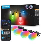 Govee Smart Outdoor String Lights H7021, RGBIC Warm White 96ft (2 Ropes of 48ft) LED Bulbs for Ou...