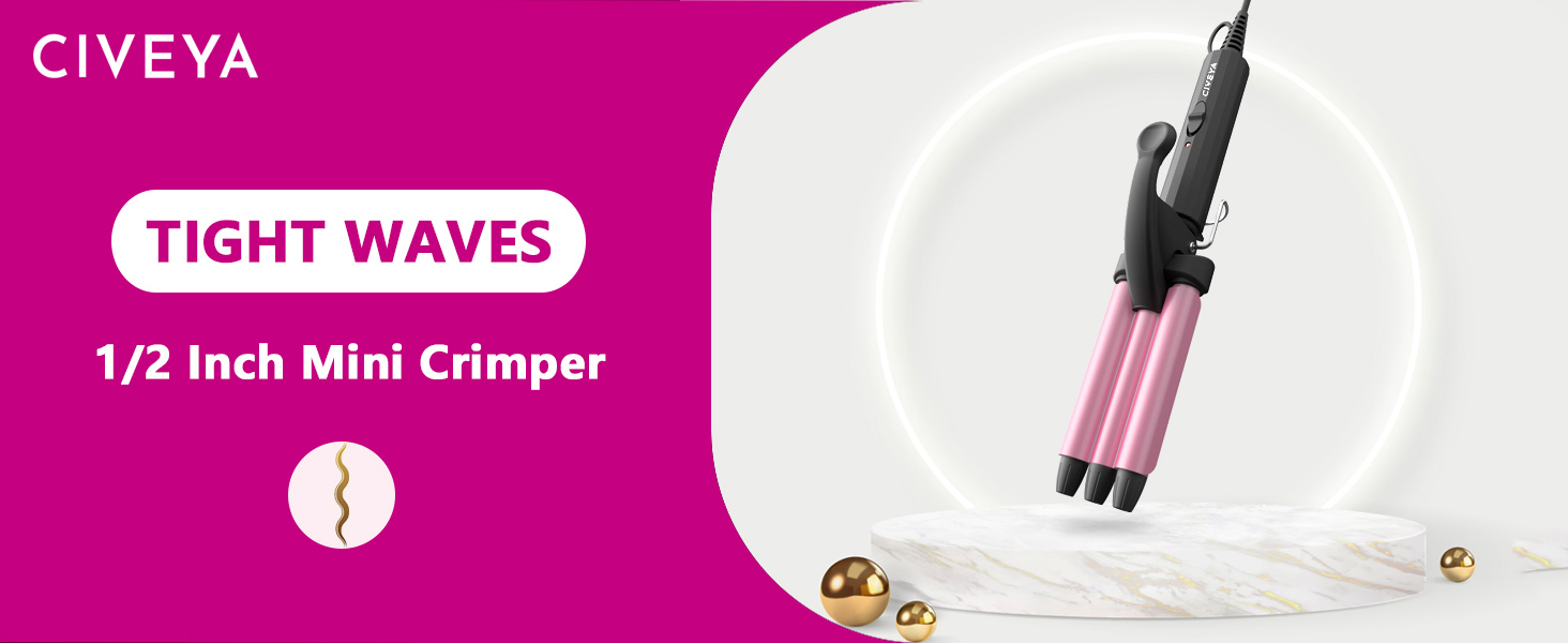 CIVEYA Hair Waver for Short Hair, Mini Hair Crimper for Women Beach
