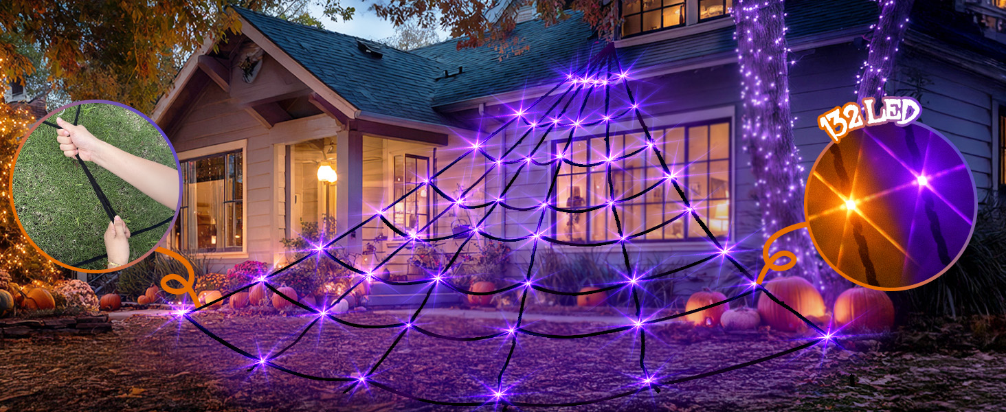 outdoor spider web lights