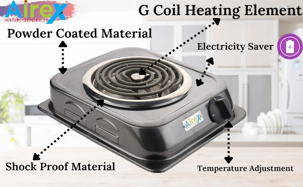 Airex Electric Hot Plate Powder Coated Coil Electric Coil Cooking Stove