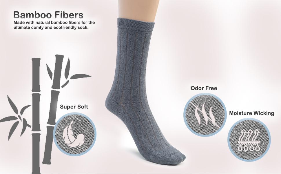 bamboo ribbed crew dress socks soft machine washable moisture wicking super soft odor free no smell