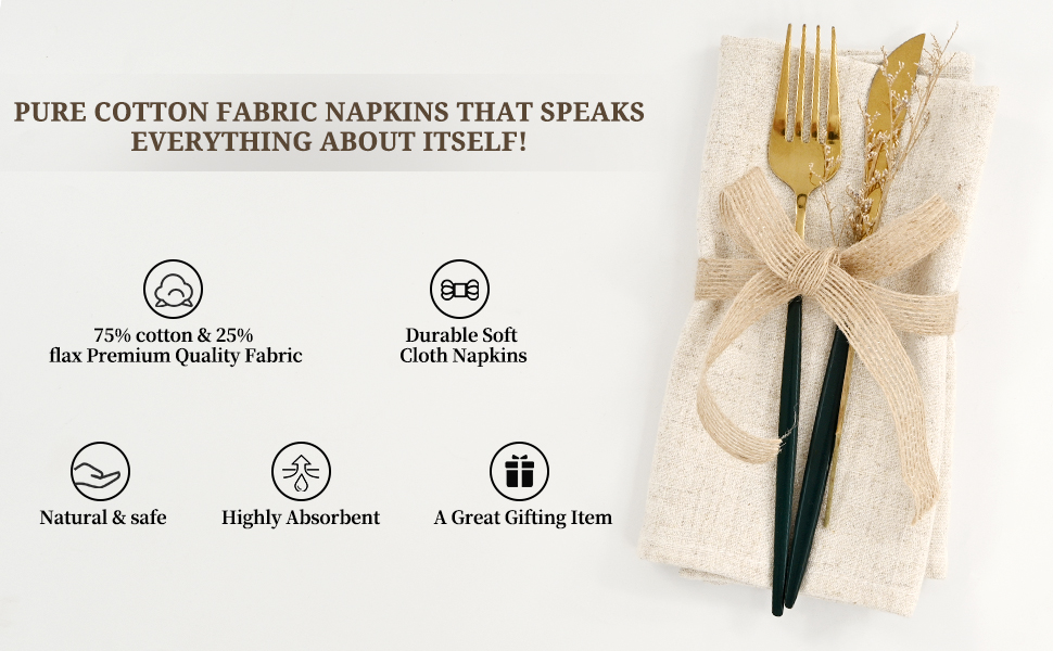12 Pack Linen Cotton Napkins with Fringe 45 x 45 cm Dinner Cloth