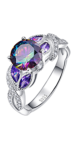 Frauen Mosaik Bunt Zirkon Ring Kristall Stil Ring 6-10 Größe