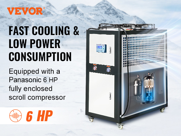 VEVOR Industrial Water Chiller, 6HP 16 Gal Air-Cooled
