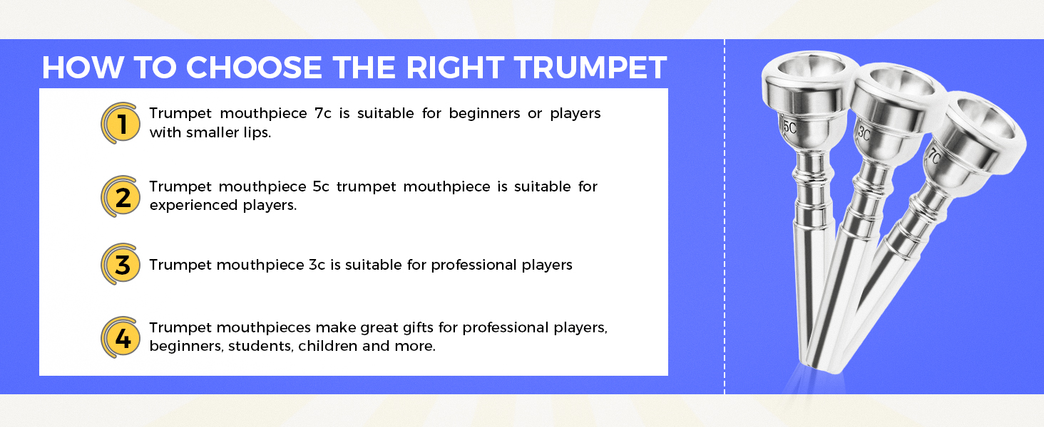 ETERMETA 3 Pack Trumpet Mouthpiece 7C 5C 3C Trumpet