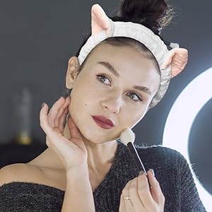 stretch headband wide stretch heasbands womens cat ears costume fuzzy ears headband