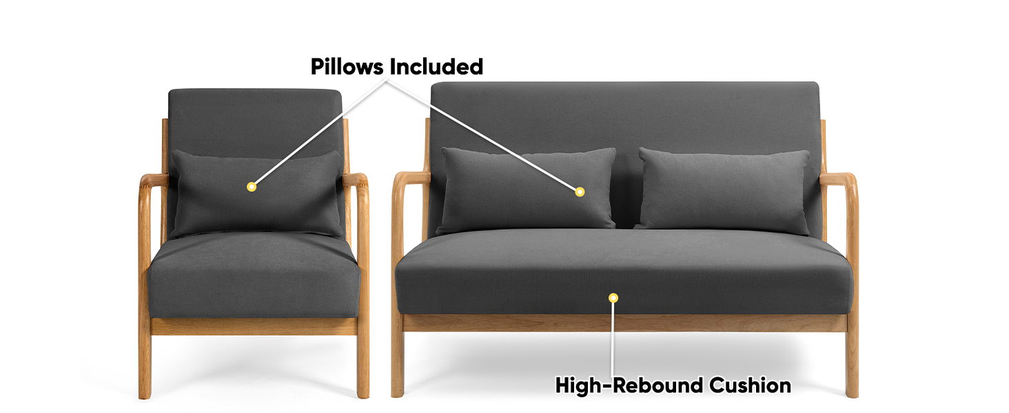 JOYBASE Loveseat Sofa Set Small Loveseat Couch and Accent