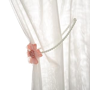 flower curtain tieback pearl beaded magnetic