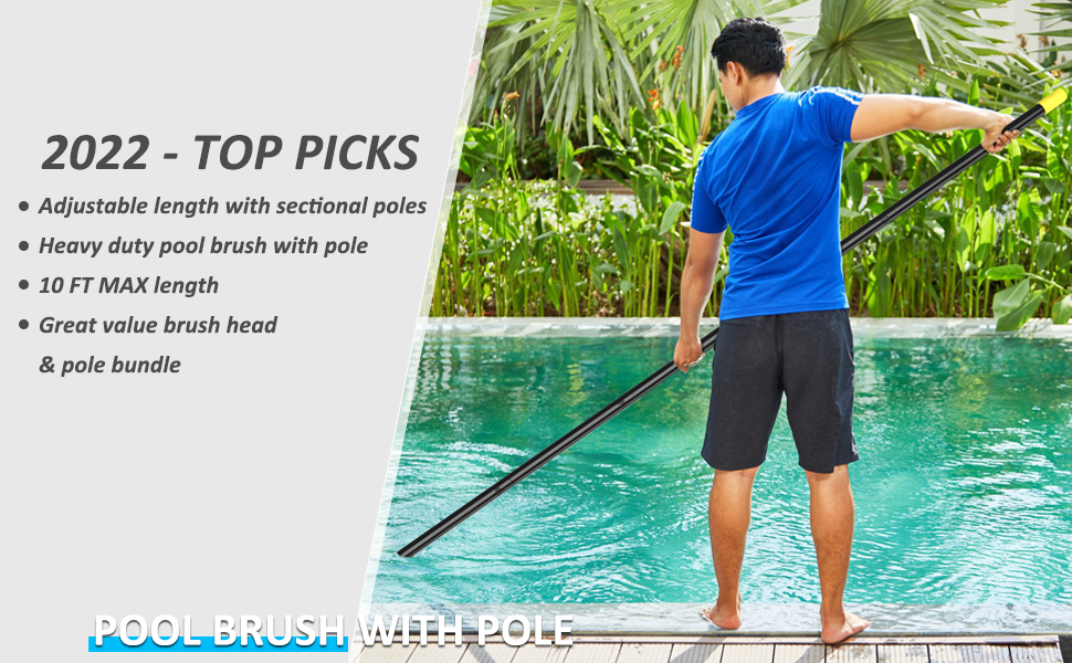 Pool Brushes for Cleaning Pool Walls with Pole, 4FT 8FT