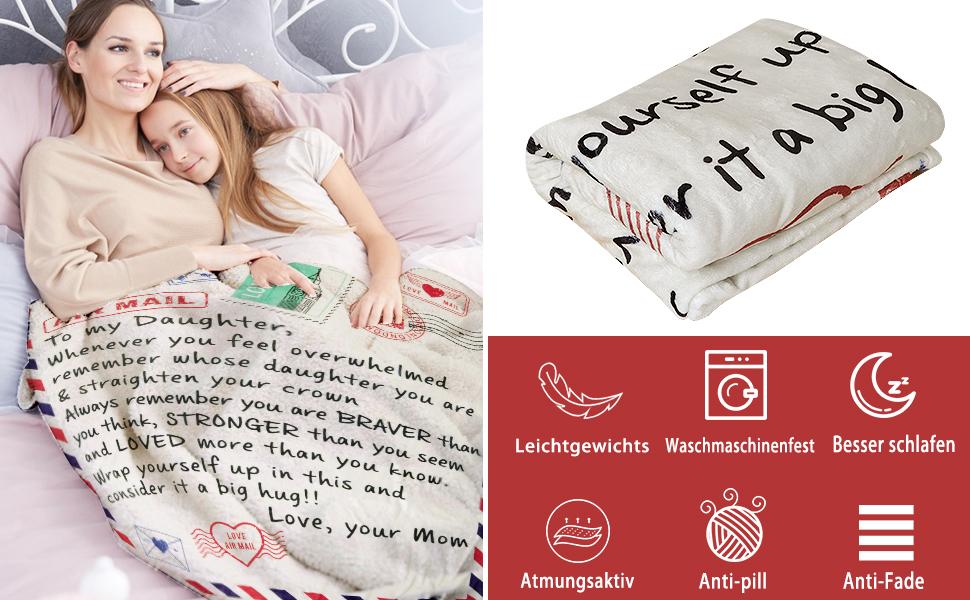 geschenke für töchter von mutter ich liebe dich decke kuscheldecke tochter mutter tochter decke